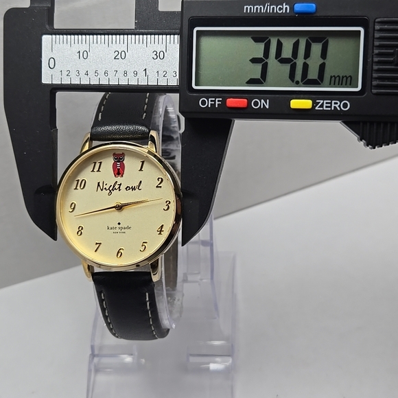Womens Kate Spade New York Night Owl Watch New Battery Rare Gold Tone Black - Picture 4 of 11